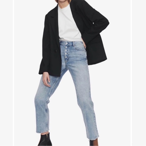 Anine Bing Etta Jeans Women's Size 27 Washed Light Blue Straight - Picture 4 of 13